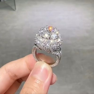 9ct round cut white Zircon sterling silver wedding ring