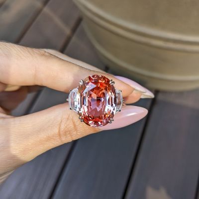 8ct oval cut amber Zircon sterling silver wedding ring