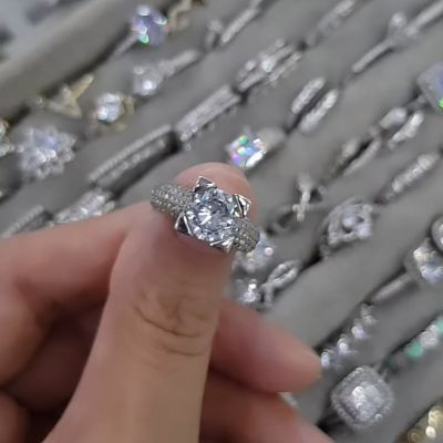 3ct round cut white Zircon sterling silver wedding ring