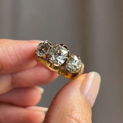 6ct round cut white Zircon handmade sterling silver plated yellow gold wedding ring