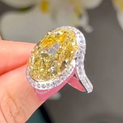 10ct oval cut yellow Zircon sterling silver handmade wedding ring