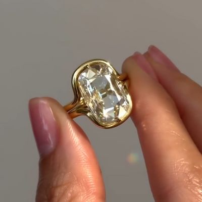 8ct oval cut white Zircon sterling silver plated gold handmade wedding ring set