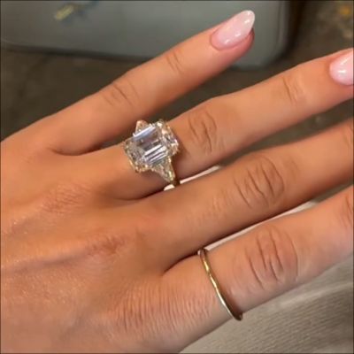 8ct emerald cut white Zircon sterling silver plated gold handmade engagement ring