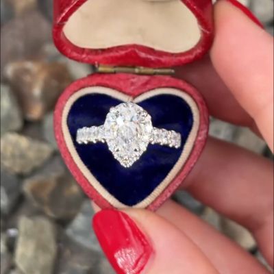 8.93ct Pear Cut White Zircon Sterling Silver Handmade Wedding Ring