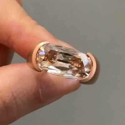 8ct oval cut white Zircon sterling silver rose gold handmade wedding ring