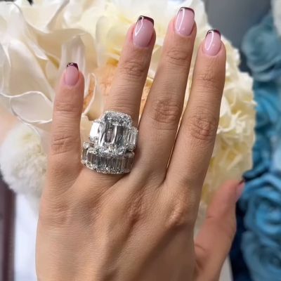 18ct cushion cut Zircon sterling silver handmade engagement ring