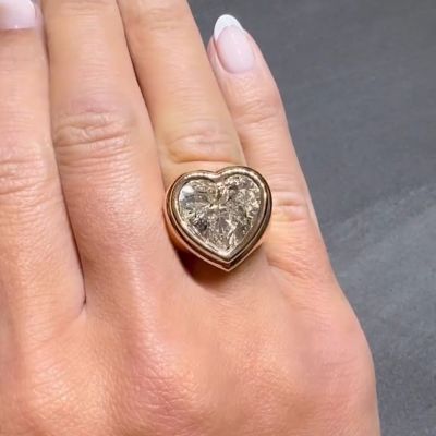 10ct Heart-Shaped White Zircon Sterling Silver Rose Gold Handmade Wedding Ring