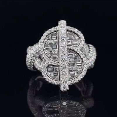 26ct Emerald Cut Full Cover Zircon Inlaid Luxury Handmade Sterling Silver Ring