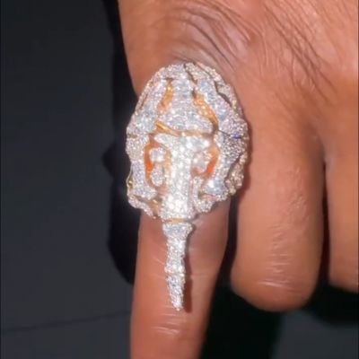 26ctw bone shape Zircon sterling silver plated rose gold handmade men's ring