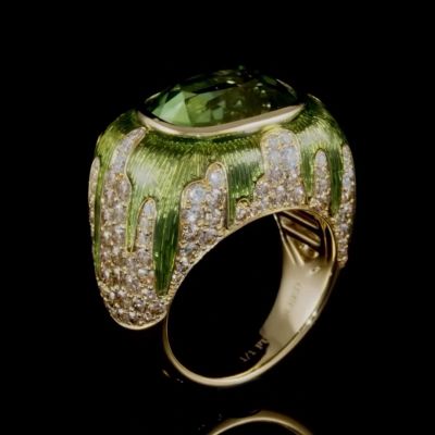 18ct cushion cut emerald crystal stone and round cut Zircon luxury sterling silver plated yellow gold handmade men's ring