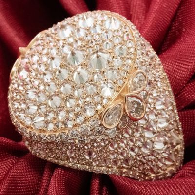 Tapered-cut Zircon handmade sterling silver and rose gold plated ring