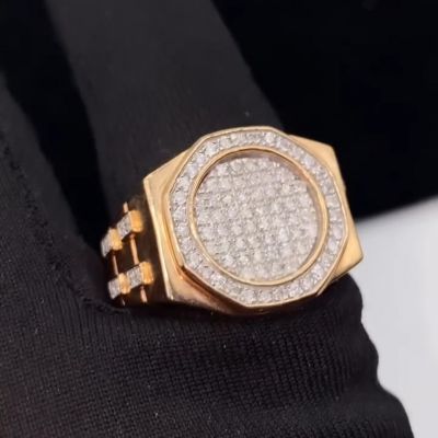 20ct Zircon inlaid sterling silver plated rose gold handmade ring