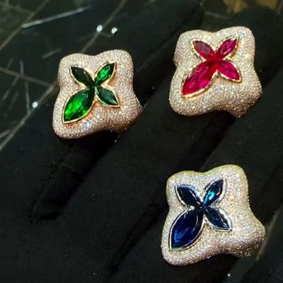 36ctw Marquise cut three color crystal and Zircon inlaid sterling silver plated rose gold handmade ring