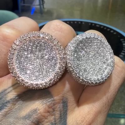 Cushion cut Zircon inlaid luxury handmade sterling silver men's ring