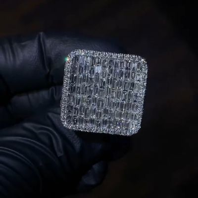 36ct Emerald Cut Zircon Sterling Silver Handmade Men's Ring