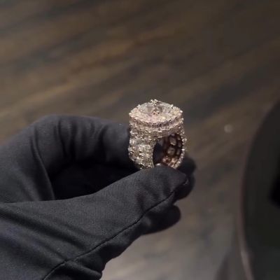 18ct cushion cut Zircon inlaid luxury sterling silver ring