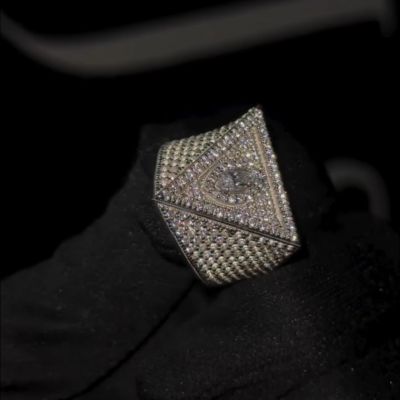 18ct Marquise Cut Zircon Sterling Silver Handmade Men's Ring