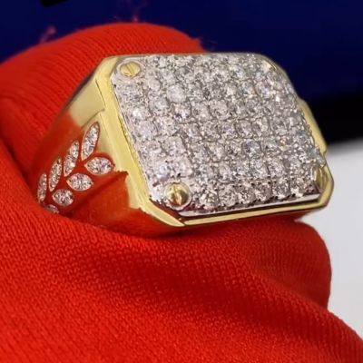 18ct round-cut Zircon sterling silver plated yellow gold handmade ring