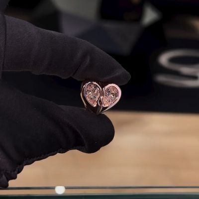 8ct pear-cut Zircon detachable heart-shaped design sterling silver plated rose gold handmade ring