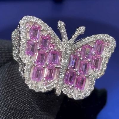 26ct purple Zircon inlaid luxury sterling silver handmade butterfly shape ring