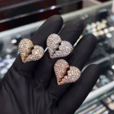 18ct Zircon inlaid luxury sterling silver handmade heart ring