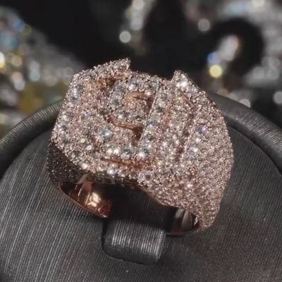 36ct Zircon inlaid luxury sterling silver plated rose gold handmade ring