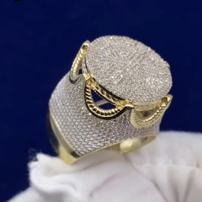 26ctw Round Cut Moissanite Luxury Sterling Silver Plated Yellow Gold Handmade Ring