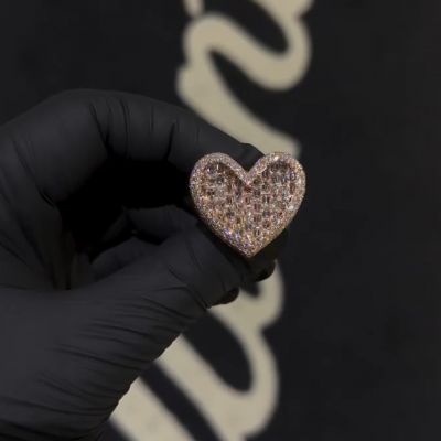 26ctw Emerald Cut Zircon Inlaid Heart Shape Luxury Sterling Silver Plated Rose Gold Handmade Ring