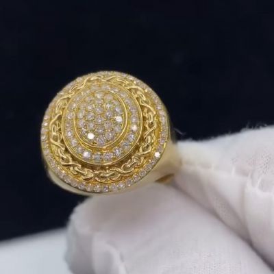 18ctw Zircon Inlaid Luxury Sterling Silver Plated Yellow Gold Handmade Ring