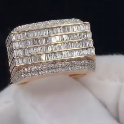 26ctw Emerald Cut Zircon Luxury Sterling Silver Plated Rose Gold Handmade Ring