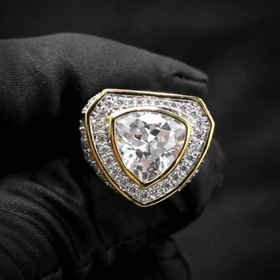 26ct cushion cut Zircon luxury sterling silver plated gold handmade ring