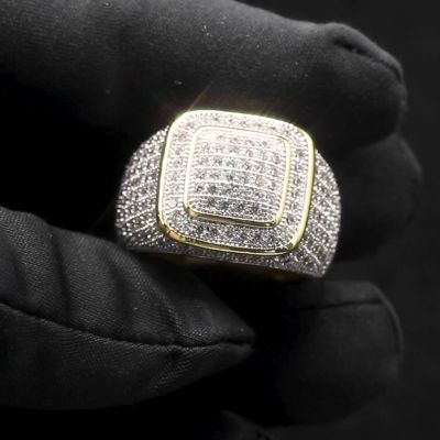 36ct cushion cut Zircon luxury sterling silver plated gold handmade ring