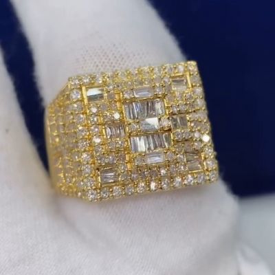 18ct cushion cut Zircon sterling silver plated yellow gold handmade ring