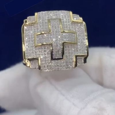 18ct Princess Cut Zircon Luxury Handmade Sterling Silver Plated Yellow Gold Ring