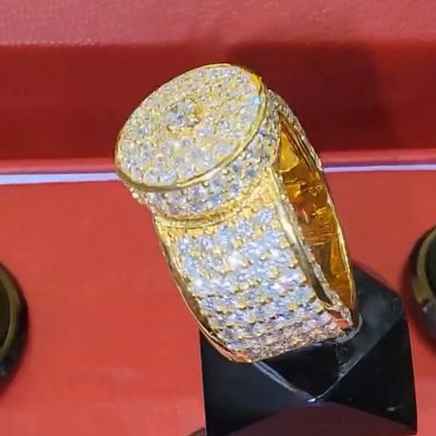 20ct round cut Zircon luxury sterling silver plated yellow gold handmade ring