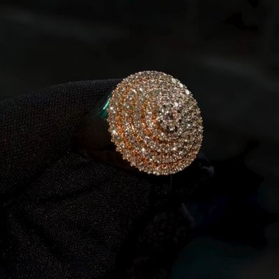 12ct round cut Zircon luxury sterling silver plated yellow gold handmade ring