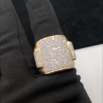 16ct Round Cut Zircon Luxury Handmade Sterling Silver Plated Yellow Gold Ring