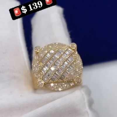 20ct Emerald Cut Zircon Luxury Handmade Sterling Silver Plated Yellow Gold Ring