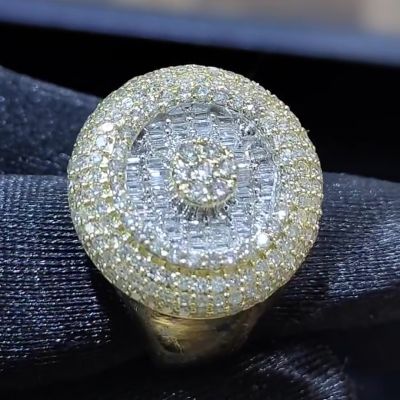26ctw cushion cut Zircon luxury sterling silver plated gold handmade ring