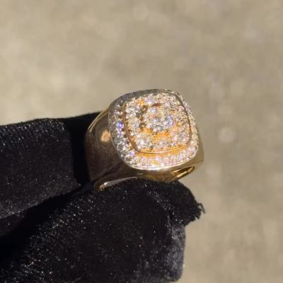 16ctw Princess Cut Zircon Sterling Silver Plated Gold Handmade Ring