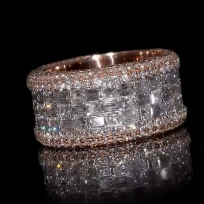 20ct emerald cut Zircon sterling silver and rose gold plated handmade ring