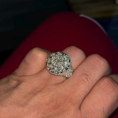 12ct round cut Zircon handmade sterling silver ring