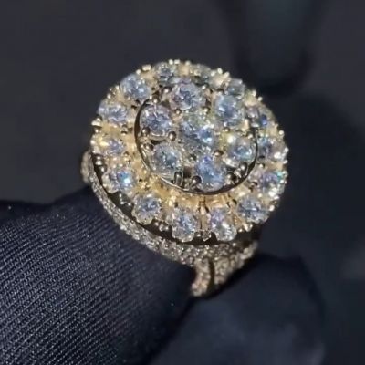 12ct round cut Zircon handmade sterling silver and rose gold plated ring