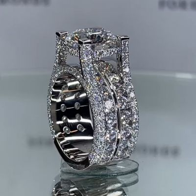 8ct round cut Zircon handmade sterling silver ring