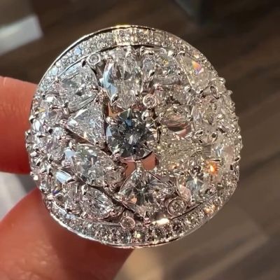 26ctw Various Cut Zircon Handmade Sterling Silver Ring