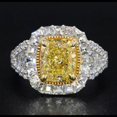 8ct Princess Cut Yellow Zircon Handmade Sterling Silver Ring
