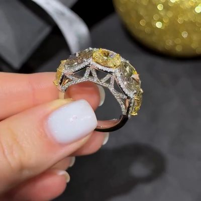 13ct Oval Cut Yellow Zircon Handmade Sterling Silver Ring