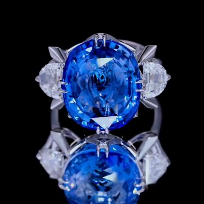 5ct oval cut sapphire handmade sterling silver ring