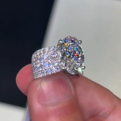 3ct oval cut Zircon handmade sterling silver ring