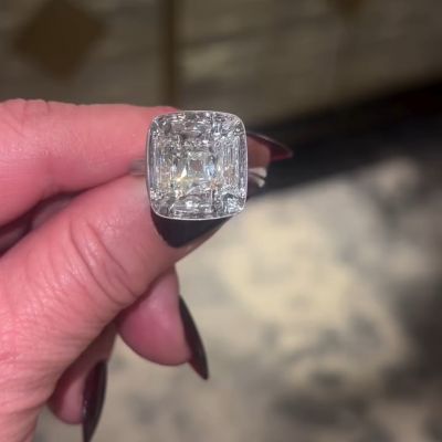 3ct cushion cut Zircon handmade sterling silver ring